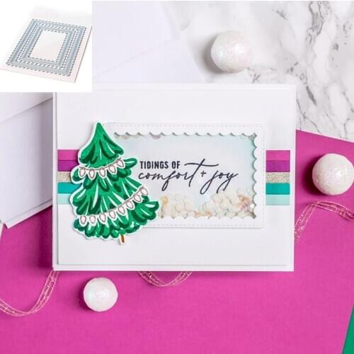 2 sizes Scallop Rectangles Frame Metal Cutting Dies Set for DIY Scrapbooking Paper Cards Craft Decor Album 2021 Embossing Dies