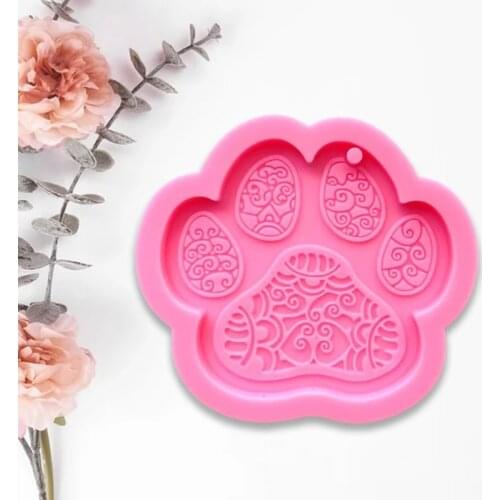 Cute Dog Paw Keychain Epoxy Resin Mold Earrings Pendant Casting Silicone Mould