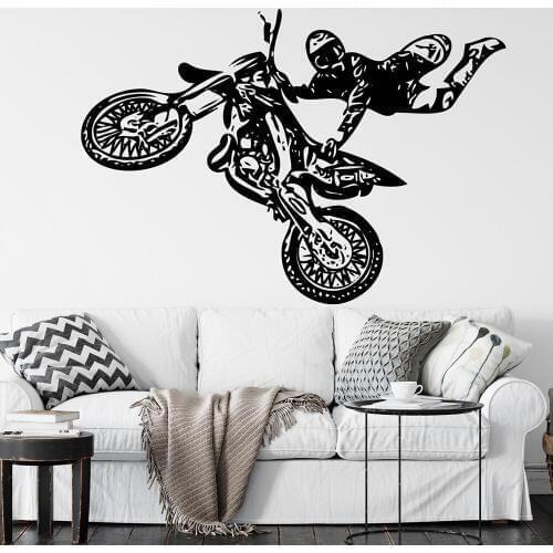 Motorcross Wall Decal Free Style ATV Quad Motor Dirt Bike Window Sticker Boys Bedroom Sport Wall Art Motorcycle Home Decor C355