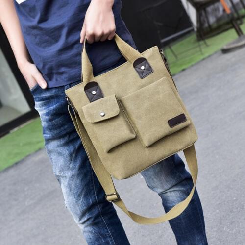 040419 new hot men canvas leisure vertical shoulder bag male tote bag