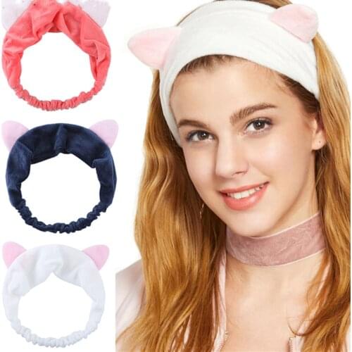 New Cute Cat Ears Wash Face Hairbands For Women Girls Turban Sweet Headbands Headwear Hair Bands Turban Make up Hair Accessories
