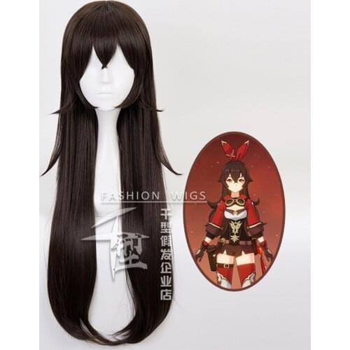 Amber Genshin Impact Cosplay Women Girls 80cm Brown Wig Cosplay Anime Cosplay Braid Wigs Heat Resistant Synthetic Wigs Halloween