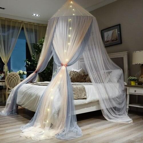 Princess Style Hanging Dome Mosquito Net Bed Canopy Romantic Double Layer Yarn Bed Valance Anti-mosquito Decor Bed Cover Curtain