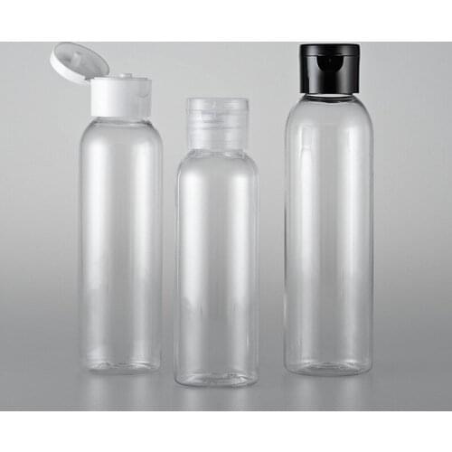 120ML 150ML 200ML X 30 Empty Plastic Flip Top Cap Bottles Round Shoulder PET Containers For Liquid Soap Makeup Remover Shampoo