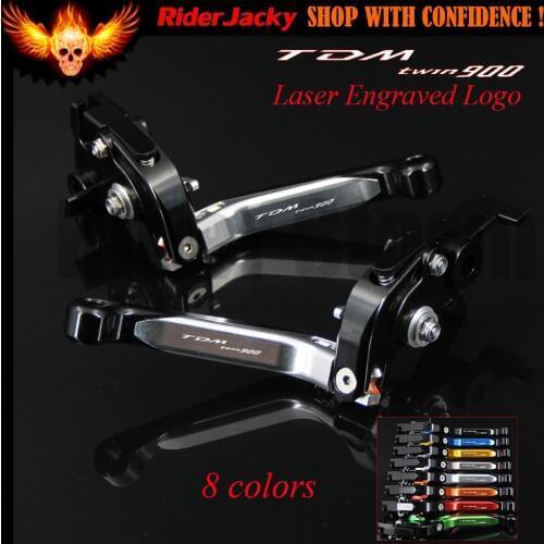 Sliver&Black Laser Logo For Yamaha TDM900 TDM 900 2012-2014 2013 CNC Adjustable Folding&Extendable Motorcycle Brake Clutch Lever