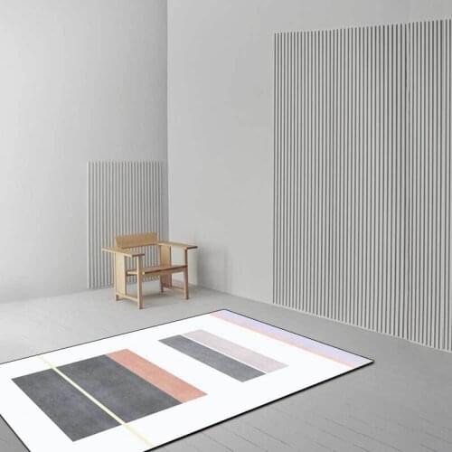 Gray White Geometric Soft Plush Carpet Nordic Style Bedroom Bedside Non-Slip Floor Mat Simple Rough Stripes Living Room Area Rug