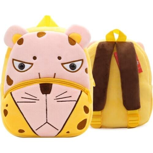 Carton Animal Leopard Schoolbag Plush Backpacks Bookbag Kindergarten School Bags Kids Gift