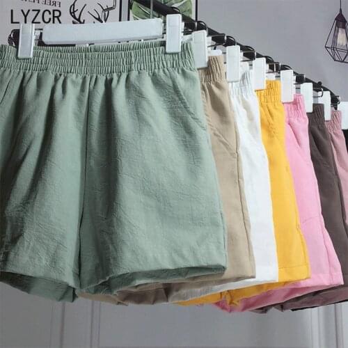 Cotton Linen Womens Shorts Plus Size 5XL Loose Causal Short Pants Woman Summer Elastic Waist Ladies Shorts with High Waist