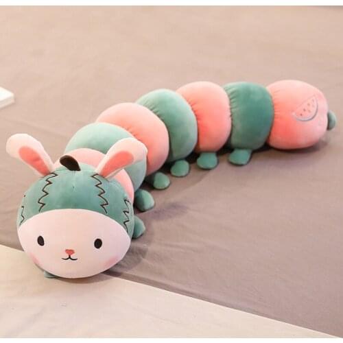 Cute fruit caterpillar doll plush toy comforts children sleeping pillow long pillow little girl gift doll Xmas gift