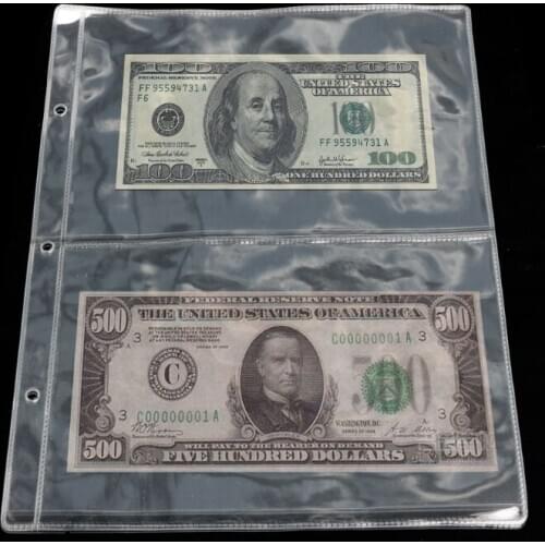 Album Pages 2 Pockets Money Bill Note Currency Holder Storage Collection 1 Sheet