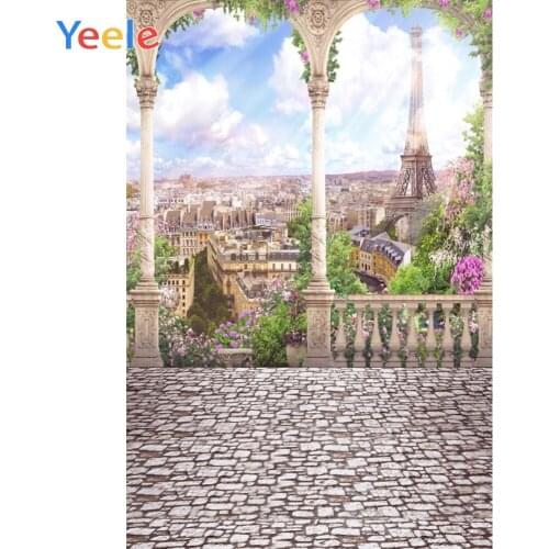 Yeele Eiffel Tower Paris Floral Arch View Flower Platform Photography Backgrounds Vinyl Custom Camera Backdrops For Photo Studio