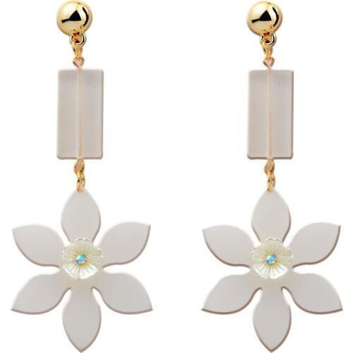 Transparent Acrylic Flower Charm Drop Earrings For Women Floral Petal Dangle Brincos Wedding Bridal Party Jewelry Accessory