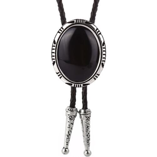 Western cowboy BOLO TIE natural agate stone leather collar rope ladies show costume accessories birthday banquet tie