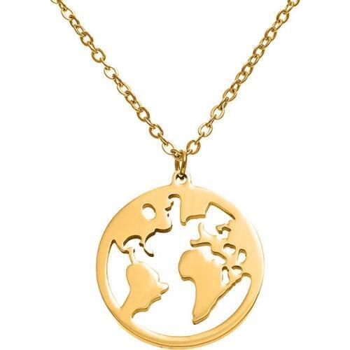 World Map pendant stainless steel necklace.A present for moms girlfriend