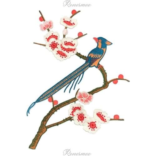 2Pcs Flower and Bird Embroidery Cloth Patch Coat Decoration Accessories Adhesive Patch Glue Embroidery patch 23X30cm