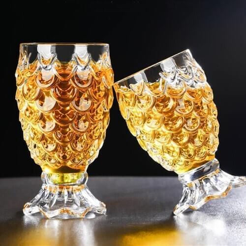 1 Pcs/Lot Crystal Beer Glass Clear Pineapple Shaped Whiskey Glasses Wedding Drinking Glass Drinkware Tumbler Set For Water Wine