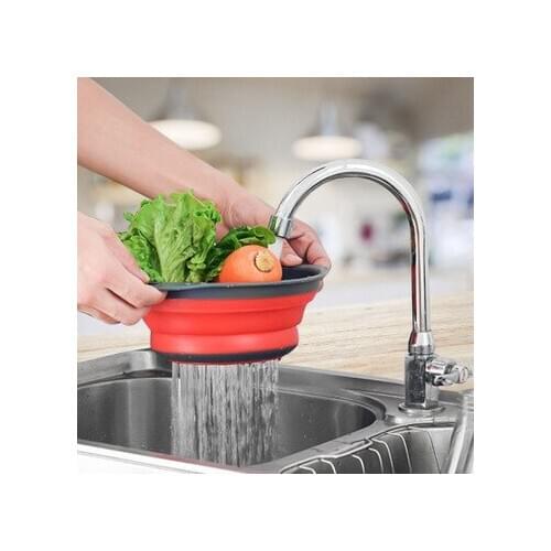 1Pc Silicone Folding Drain Basket 5 Colors Creative Retractable Silicone Fruit Vegetable Colander Kitchen Storage Gadgets