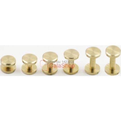 100 Pcs / Lot 4 6 8 10 12 15mm Solid Brass Head Button Studs Screwback Screws Nail Belt Bags Leather Crafts DIY Wholesale