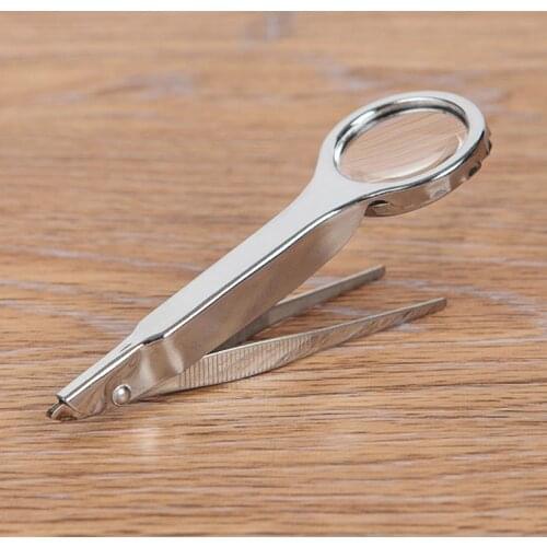 10X Handheld Magnifying Glass Portable Magnifier with Precision Tweezers Loupe K3KD