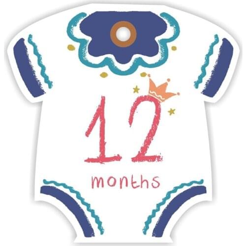 Q1FE 12 Sheets/Set Baby Cute Clothes Monthly Stickers Pregnant Belly Decals Memory Recording Milestone Sticker