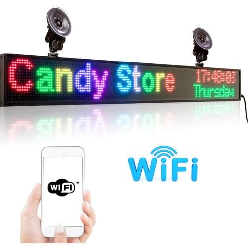 12V 82cm Car LED Display Sign P5 WiFi RGB Full Color Programmable Scrolling Message LED Advertising Board Screen with Suckers