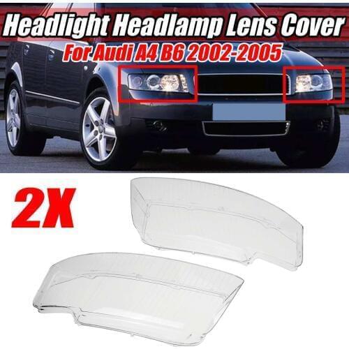 2PCS Car Front Headlight Headlamp Lens Cover Trim Shell For Audi A4 B6 2002 2003 2004 2005 Headlight Lens Cover 8E0941030AD