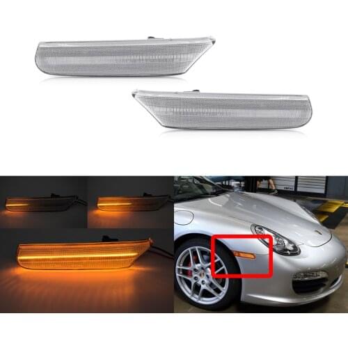 2x Dynamic Amber Led Car Side Marker Turn Signal Sequential Blinker Lights For Porsche 911 Boxster Type 986 1996-2004