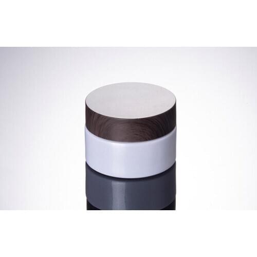 30ml/g White Glass Cream Jar with black wooden lids Cap, Glass Container Cosmetic,glass jar with bamboo wood cap 100pcs SN1349
