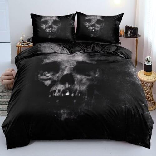 3D Duvet Covers Sets Pillow Cases Quilt Cover Set Linens Bed Full King Queen Double Size Black Custom Design Skull Bedding Sets