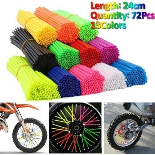 72Pcs Universal Motorcycle Dirt Bike Spoke Skins Covers Wraps Wheel Rim Guard Protector Off Road Motorbike Decoration Accesories