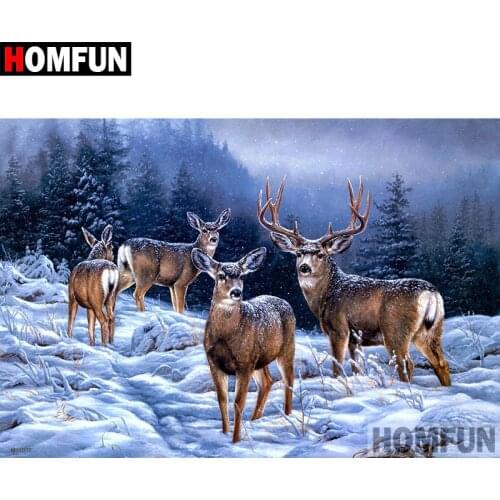 HOMFUN 5D DIY Diamond Painting Full Square/Round Drill "Animal deer" 3D Embroidery Cross Stitch gift Home Decor A00720