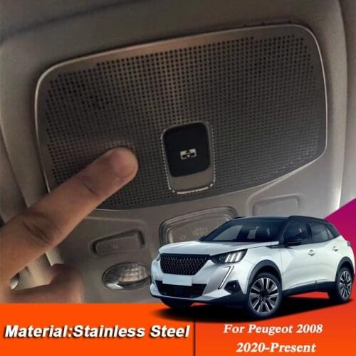 Car Styling For Peugeot 2008 2020-Present Interior Front Reading Lamp Frame Decoration Sequins Cover Trim Internal Accessories