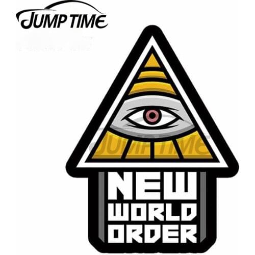Jump Time 13 x 9.9cm New World Order Car Stickers and Decals Occlusion Scratch Vinyl Waterproof Bumper Windows Decor