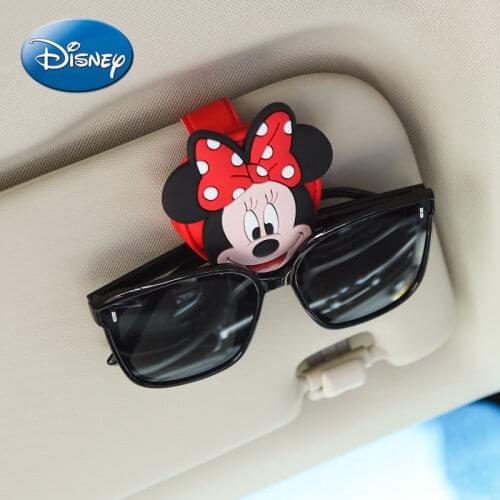 Disney Cartoon Mickey Mouse Car Glasses Clip Car Sunglasses Induction Clip Sun Visor Storage Multifunctional Accessories
