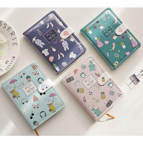 Printed Pattern Magnetic ButtonCute Notebook Monthly Daily Planner Study Notepad Diary Journal Stationery Gift