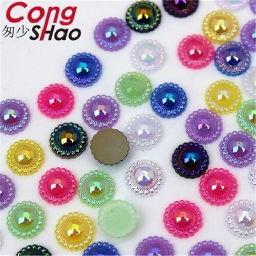 Cong Shao 500PCS 8mm AB Colorful Round Sunflower Flatback Acrylic Rhinestone Crystal Stones DIY Craft Clothing Decoration CS59