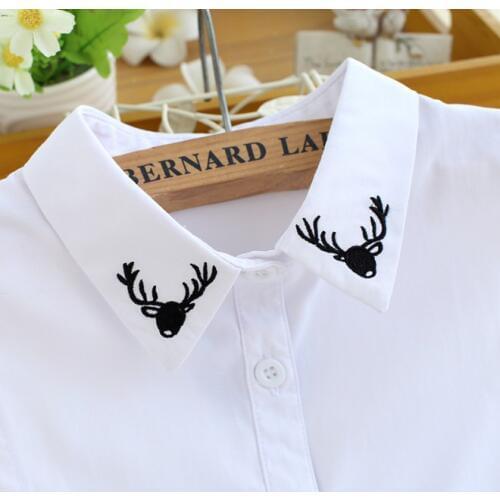 Decorative vset sweater shirt sweater colorful Blouse childrens fit 3-10years child girl dear embroidery fake shirt collar