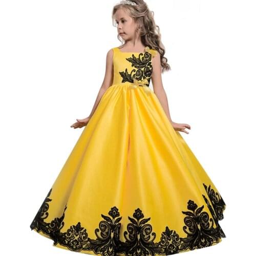 Childrens Dresses 2021 New Flower Baby Girls Princess Wedding Long Dresses For Girls Party Dresses Kids Dresses 4-12 Years Old