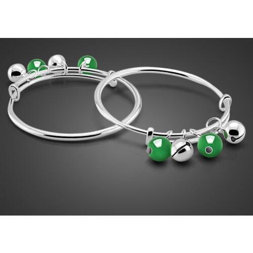 Chinese style childrens silver bracelet pure 925 silver bracelet bells pendant design solid silver bracelet baby jewelry