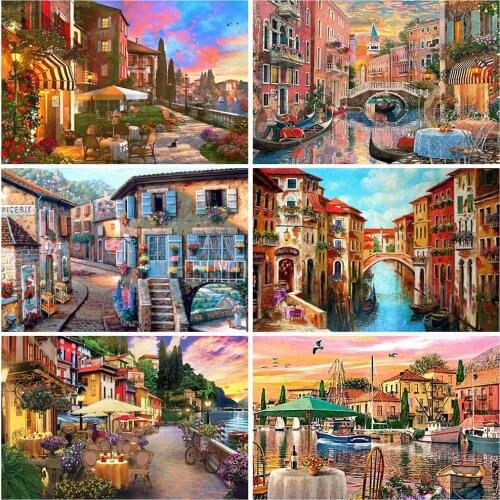 EverShine 5D Diamond Painting Street Mosaic Art Diamond Embroidery Full Square Landscape Picture Of Rhinestone Handmade Hobby