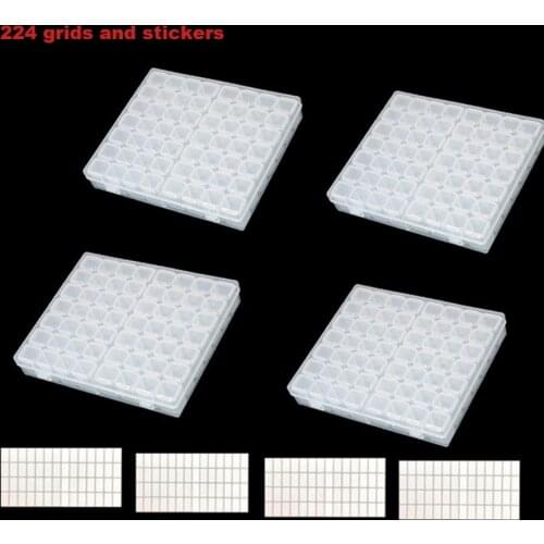 Reticulated 28&56 Cells Plastic Storage Box Stickers Sets for Diamond Painting Embroidery Accessories Tools Container Box Holder