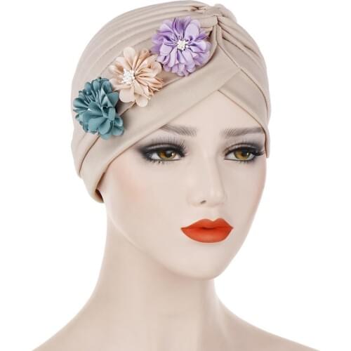 Flowers headscarf hat solid cotton inner hijabs muslim headdress Hijab underscarf cap for women turban bonnet femme musulman