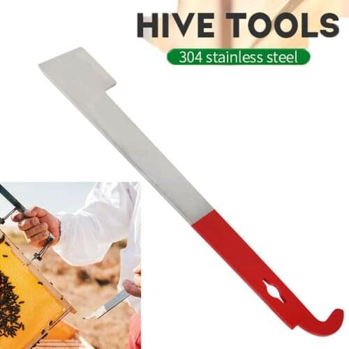 Beekeeping Equipment Red Stainless Bee Hive Tool Frame Lifter and Scraper J Shape Hook Beekeeper Tool Scraping Knife