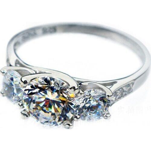 1.7 Carat Sterling Gold 14K Three Stone Shape Unfailing Genuine Moissanite Wedding Ring Factory Directly Wholesale Gold Ring