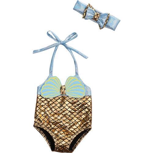 Toddler Baby Kids Girl Mermaid Bikini Swimsuit Swimwear Bathing Suit Swimming Clothes 2PCS Set