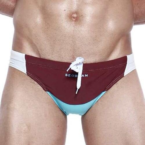 Seobean brand mens swimwear briefs gay bikini swimsuits beach mens sport sexy summer male swimming wear hot sea briefs surfing