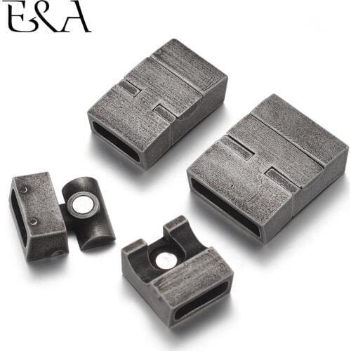 Stainless Steel Magnetic Clasp Hole 11*4mm 16*4mm Leather Cord Clasps Magnet Buckle DIY Bracelet Jewelry Making Components