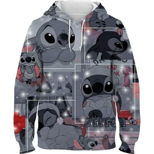 Mens Clothes Disney Cartoon Anime Lilo & Stitch 3D Print Womens Sweatshirts Spring Harajuku Boy Girl Kids Hoodies