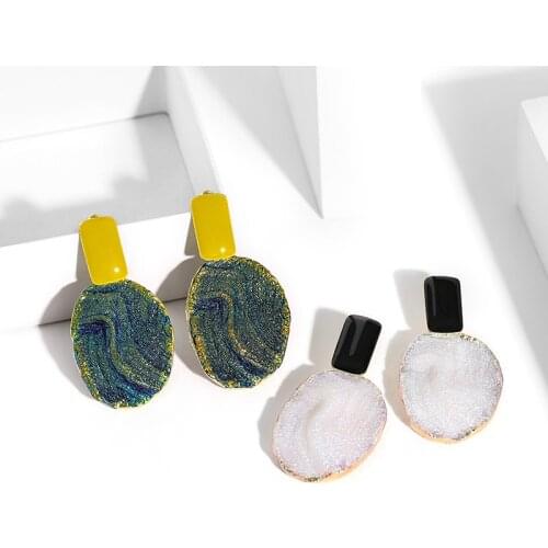 Unusual Earrings Shiny Imitation Volcanic Stone Pendant S925 Pins 2021 Trend Jewelry Accessories For Women Long Hanging Earrings