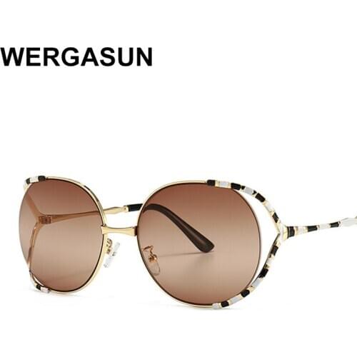 WERGASUN Fashion Oversized Sunglasses Women UV400 Retro Brand Designer Big Frame Sun Glasses For Female Ladies Eyewear